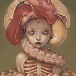 Trevor Brown, Japan, illustration, girl, guts, heart, lung, liver, rips